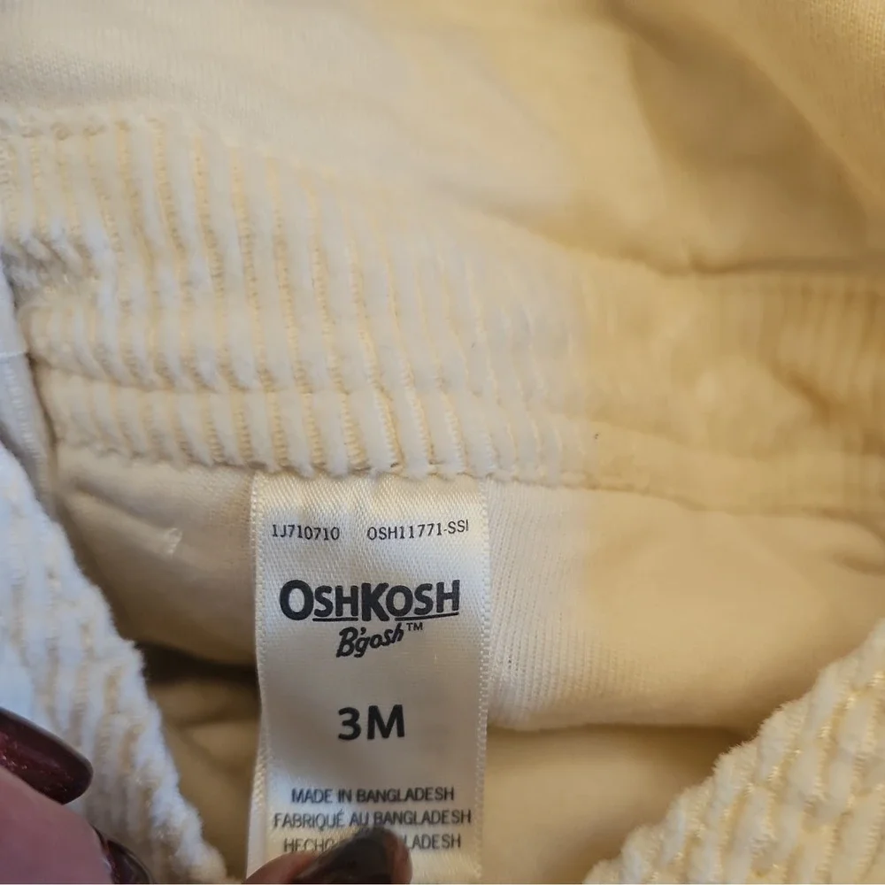 OshKosh B'gosh Ivory‎ Corduroy Lined Overalls Vestbak 3 months